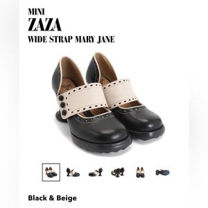 John Fluevog MINI ZAZA WIDE STRAP MARY JANE, black & beige, US 7.5, like new
